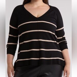 NWT Bobeau exposed seam striped sweater